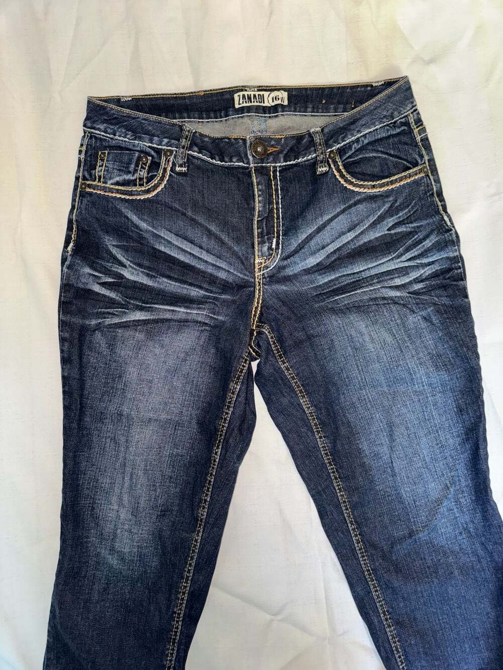 Zanadi Jeans Women's 16W Dark Wash Embellished Flap Pocket Denim Jeans